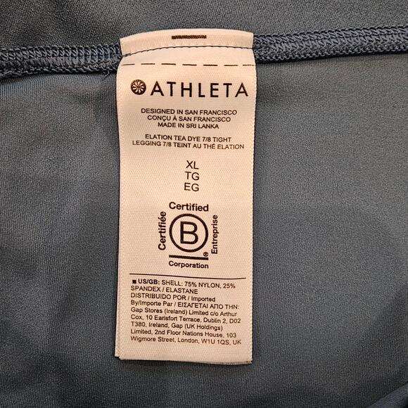 Athleta Tea Dye 7/8 Tight Leggings Womens Size XL Blue High Rise Activewear Gym - Picture 8 of 9
